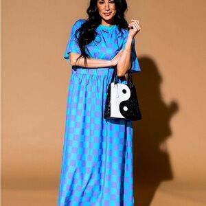 Dressed in LALA Blue Checkered Maxi Dress